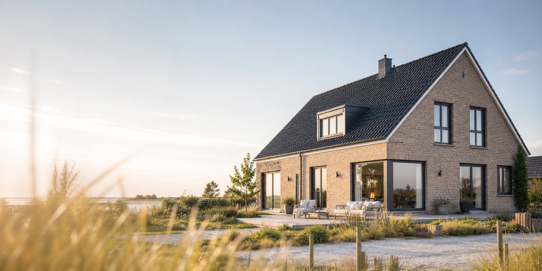 Helles nordfriesisches Klinkerhaus mit Garten